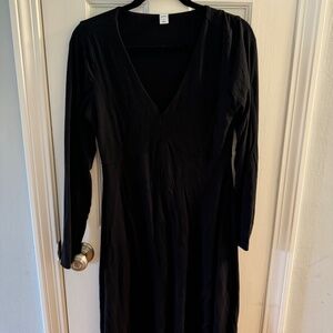 Black V Neck Long Sleeve Old Navy Fit and Flare Dress